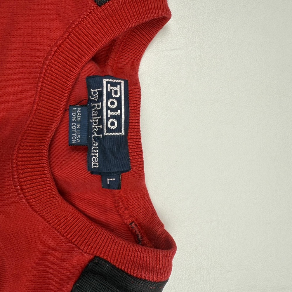 Vintage Polo Ralph Lauren Sweater Mens Large Striped Padded USA Rugby - Picture 3 of 7